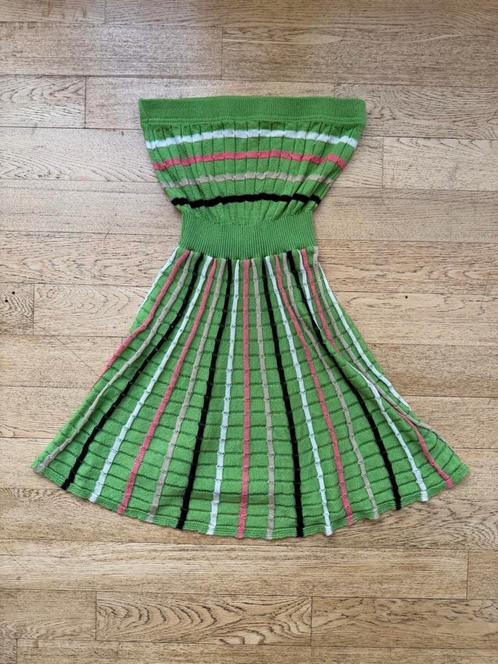 Y2K Bebe Green Strapless Knit Mini Dress Indie Sleaze Mcbling - Picture 2 of 6